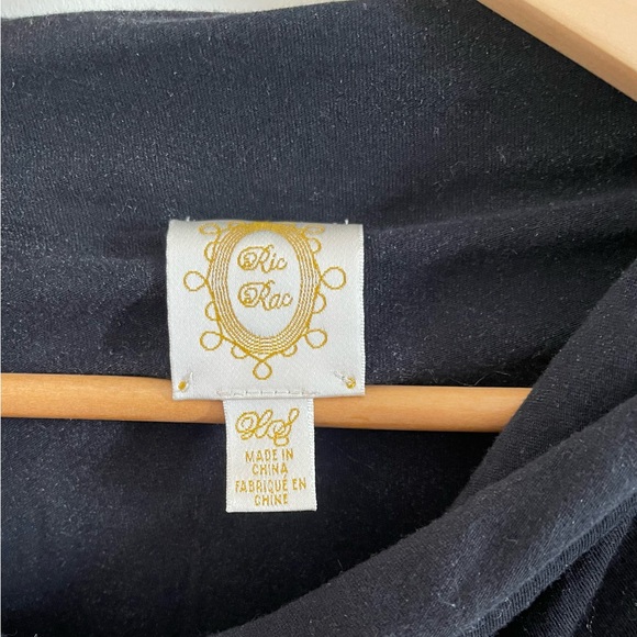 Black Long-Sleeve Women's Blouse with Fringe Detail - Picture 3 of 7